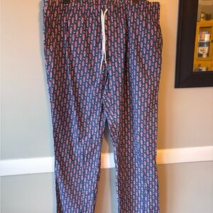 Vineyard Vines Blue Cotton Lounge Pants with Red and White Toy Soldier Print